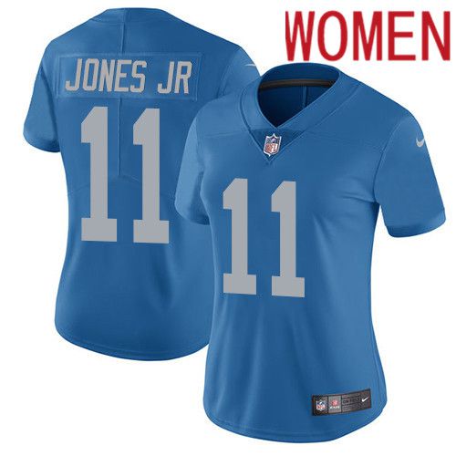 Women Detroit Lions 11 Marvin Jones Jr Nike Blue Alternate Vapor Limited NFL Jersey